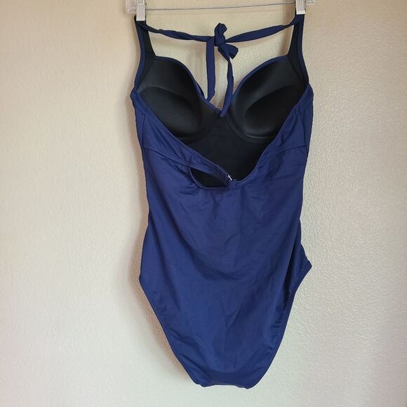 NEW cupshe one piece navy blue swimsuit womens size L - Picture 2 of 7